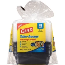 Glad Food Storage Containers Rectangle 38 oz – 40 Pc Set (20 Containers + Lids)
