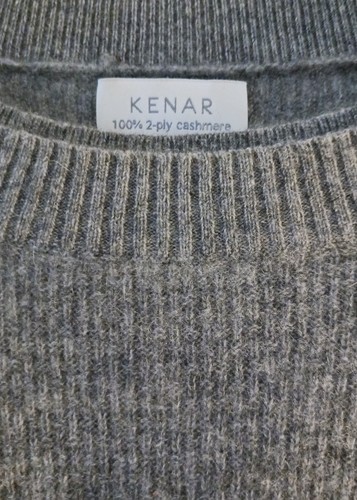 Kenar grau 100% 2-fädig Kaschmir Rundhals Tunika Pullover mit Seitenschlitzen Gr. M - Bild 2 von 7