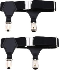 Outman 2pcs Adjustable Elastic Sock Garters Metal Clips Sock Suspenders Holders