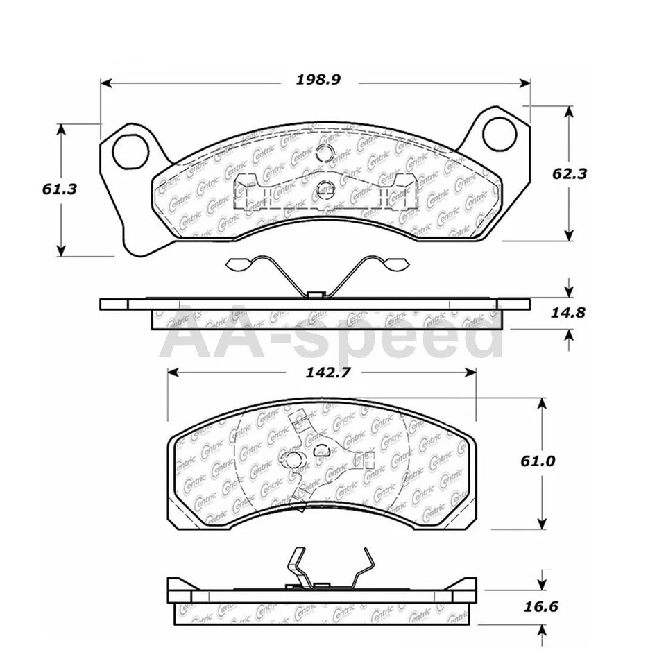 Front Rear Brake Pads Fits 1990 1991 1992 1993 1994 Lincoln Town Car - Image 3 of 4