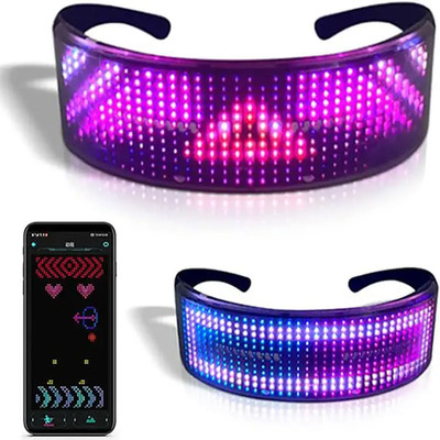 Leuchtende LED Brille Bluetooth App Programmierbar Display Bildschirm Rgb Lumin