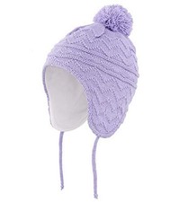 Toddler Boys Girls Fleece Lined Knit Kids Hat with Earflap 1-3T Light Purple