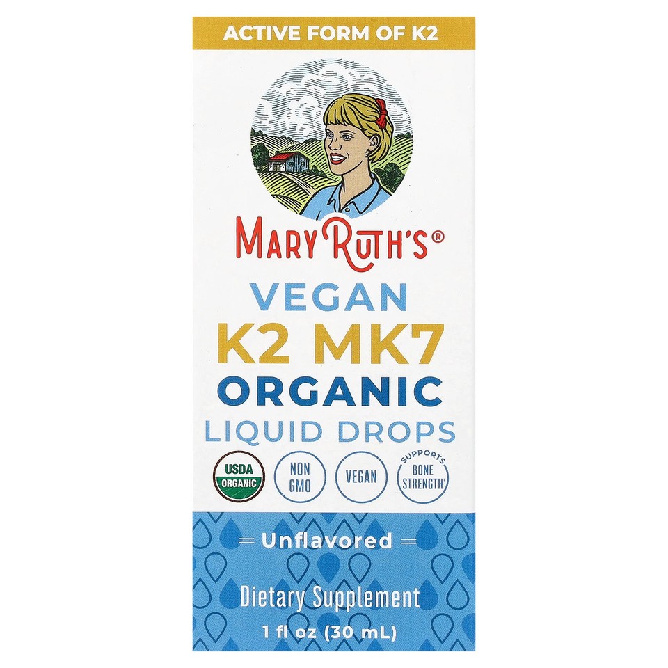 Organic Vegan K2 MK7 Liquid Drops, Unflavored, 1 fl oz (30 ml)