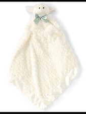Edgehill Collection Plush Lamb Lovey - Cream with Pale Blue Trim