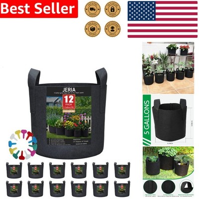 Heavy Duty 5 Gallon Grow Bags, 12 Pack Fabric Planters, Breathable Nonwoven Pots