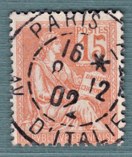 TIMBRE 1902 FRANCE MOUCHON N° 125 BEAU CACHET-OBL.TB-VOIR SCAN