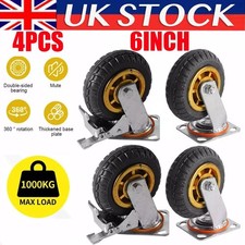 4x Heavy Duty 6" Swivel Castor Wheels Trolley 150mm Furniture Casters 1000KG UK