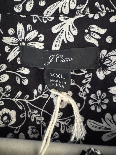 NWT J.Crew Point Sur XXL Blossom Print Silk Popover Blouse Black Long Sleeve - Picture 3 of 6