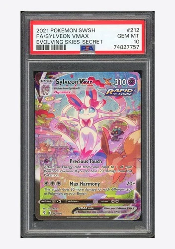 Pokemon PSA 10 Sylveon VMAX Secret Rare 2021 212/203 Evolving Skies English