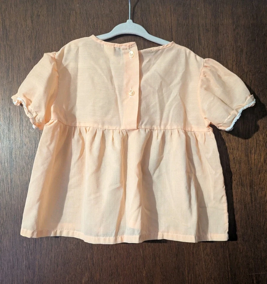 Blusa estilo ropa interior vintage años 60 70 mezcla algodón/poliéster niñas pequeñas melocotón calado Foto 2 de 4