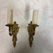 Pair of Vintage Single Brass Wall Lights sconces home decor 
