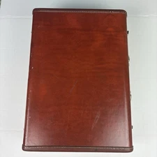 Vintage Samsonite Faux Leather Suitcase Brown Travel Luggage Hard Shell No Key