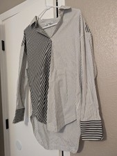 Women's Steve Madden Long Sleeve Button Down Stripped Shirt Small