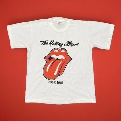 Vintage Rolling Stones T-Shirt Small 81 Tour 90s Repro Single Stitch Anvil USA