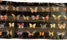 Beautiful Butterfly -Silk Feel Scarf - 13.5 W X 60 L - Black Background