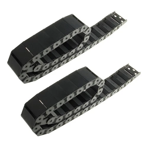 2X R38 18x50mm Black Nylon 1M Semi Closed Cable Drag Chain Wire Carrier For CNC