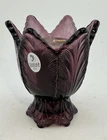 Fenton Amethyst Purple Glass Tulip Candle Holder Original Label