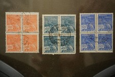 Brazil, 3 x Blocks of 4 Mercury & Globe Dfinitive 1921-1929