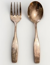 Leonard 1960 SilverPlated Toddler Baby Fork Spoon Set Vintage Mid Century Gift