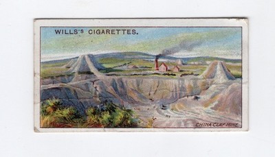 Wills Tobacco Mining card 1916 #02 Open cast China Clay mine St Austell Cornwall