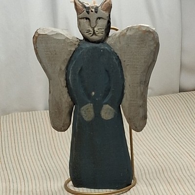 Hand-crafted Aryisan Folk Art Wooden Cat Ornament 14 1/2 Inches Tall