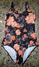 Womens New NWOT Size Large One Piece Bathing Suit  Swim Wear  Black, Orange