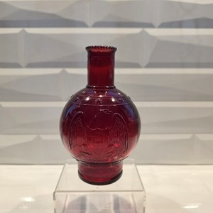 Vintage Wheaton NJ Glass Fire Extinguisher Bottle Eagle Shield & Stars Ruby Red