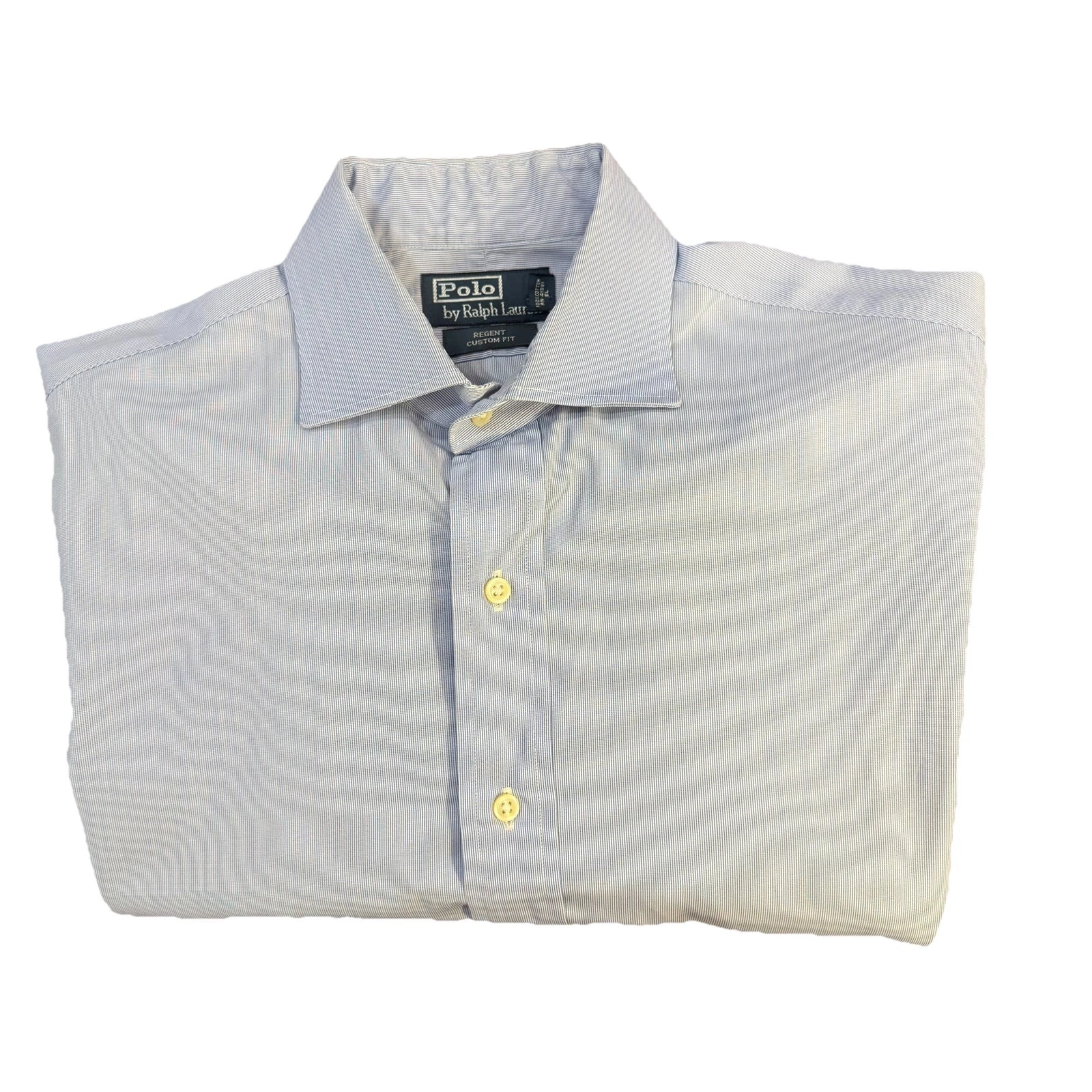 Polo Ralph Lauren Dress Shirt Men's 16.5 32/33 Blue Pinstripe Regent Custom Fit