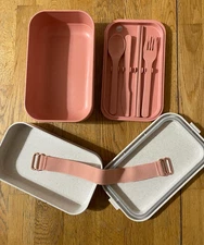 Our Place Kitchen Layered Lunch Box Bento Box Storage Container Peach Pink