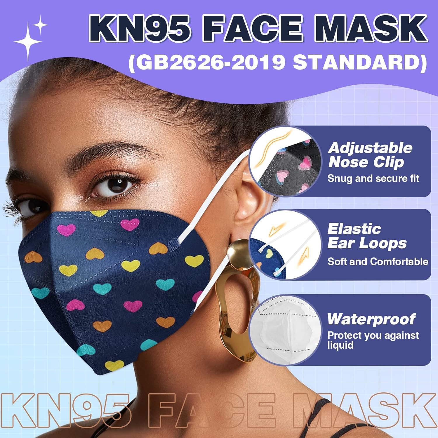 KN95 Face Masks, 10 Colors 60 Packs Individually Wrapped KN95 Face Masks for ...