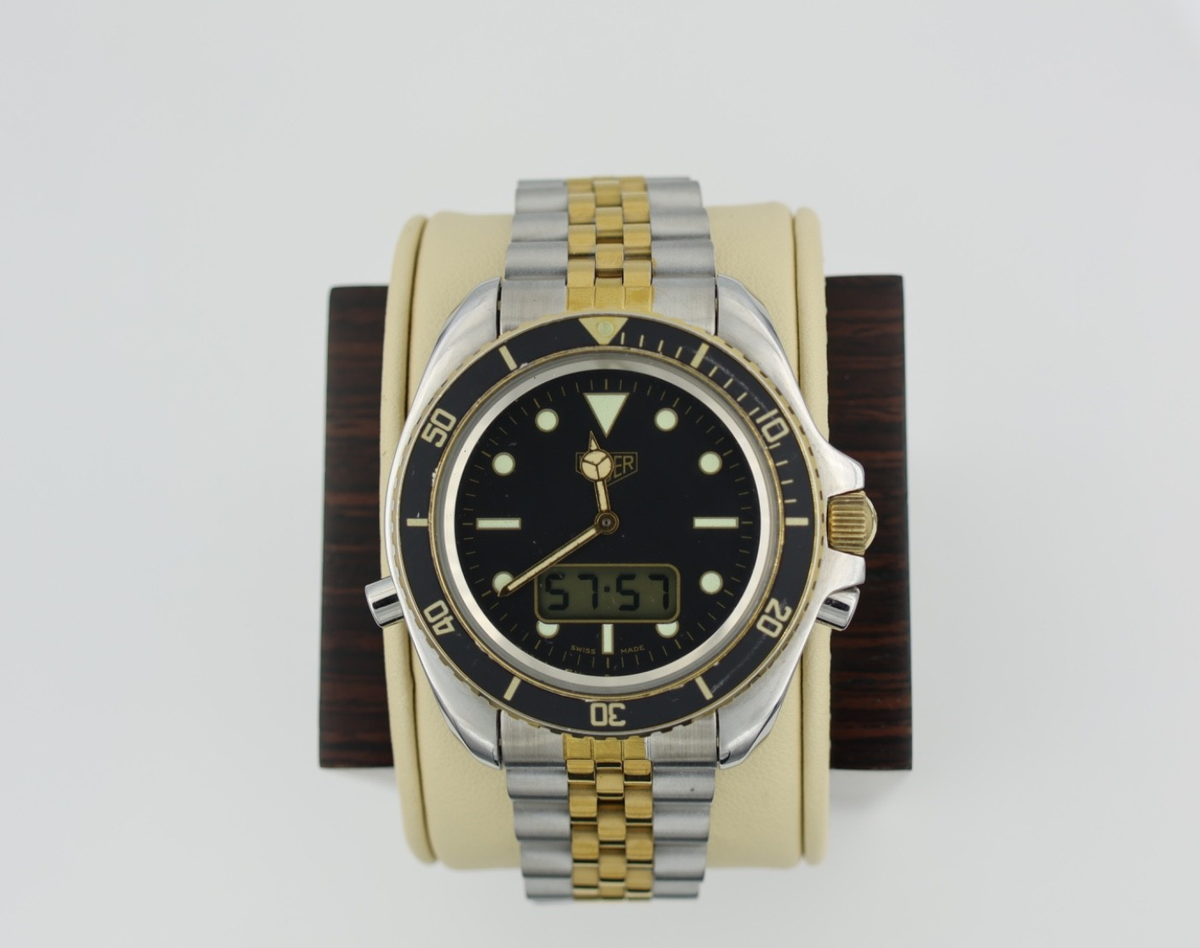 Pre TAG Heuer Jumbo 980.027 Mens 1000 Series Watch Black Gold Ana
