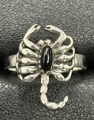 #ad #ad New Condition Sterling Silver Onyx Scorpion Ring Size 6 $29.99