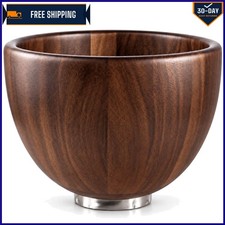Natural Solid Walnut Wood Mixing Bowl with Non-Stick Interior - 5 QT Capacity