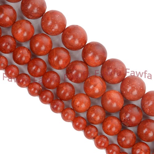 Natural 6/8/10/12/14/16/18/20mm Red Grass Coral Gemstone Round Loose Beads 15'' - 第 2/15 張圖片