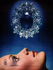 Vintage Beauty Fashion ad 1975 jewelry Harry Winston Rare Jewels Diamond Saphire