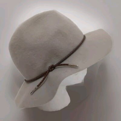 RAFFAELLO BETTINI Hat Fedora 100% Wool Felt Beige Made in Italy Womens