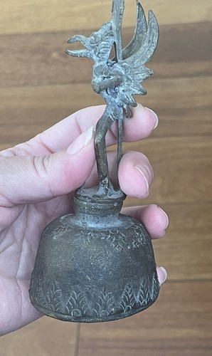 God Garuda Bronze Bell Statue Buddha Buddhism Antique Ceremonial Asia 5.5” - Picture 3 of 12
