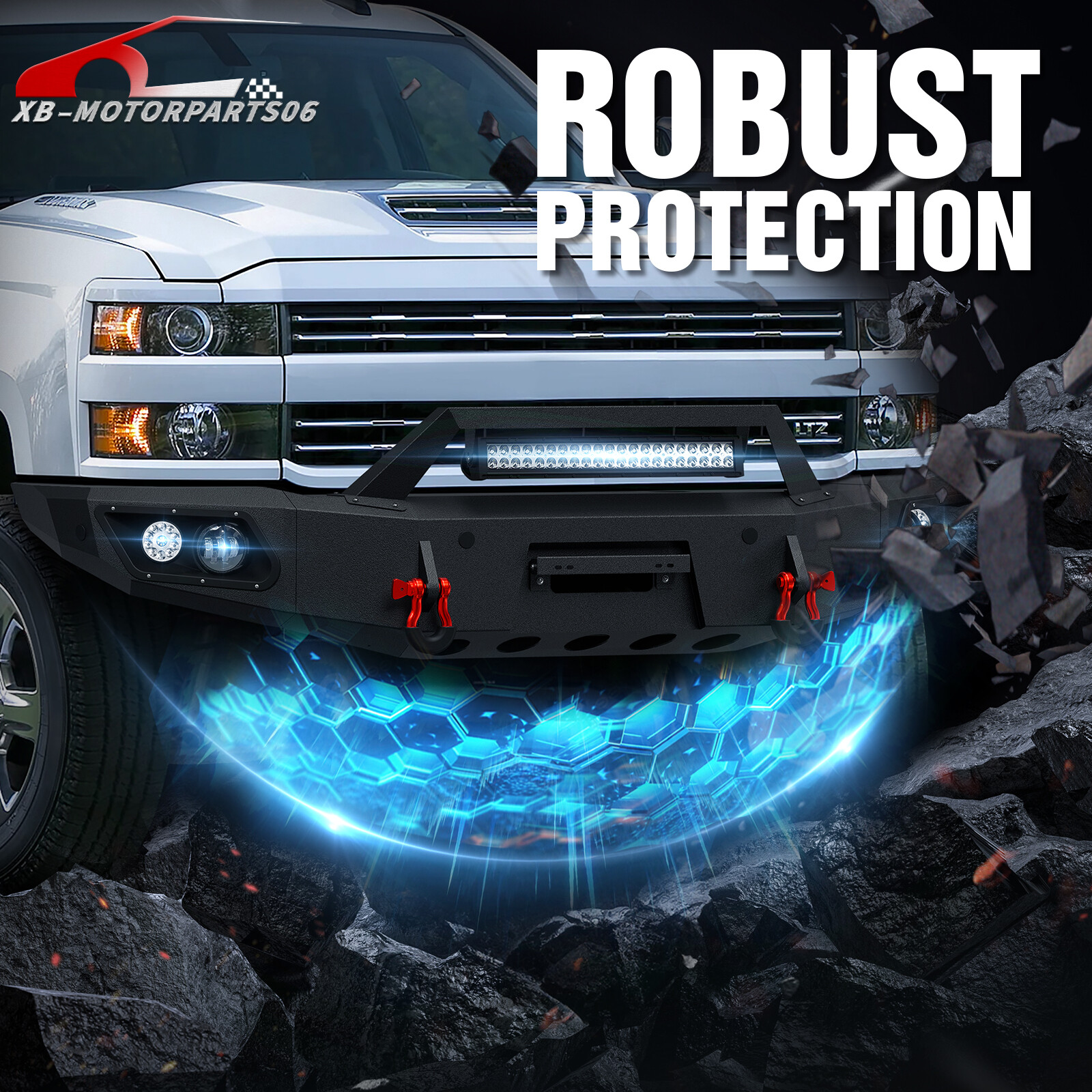 Front Bumper W/ Sensor Holes For 15-2019 Chevy Chevrolet Silverado 2500 3500 HD