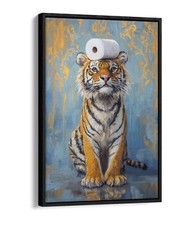 TIGER BATHROOM WALL ART  -FLOAT EFFECT FRAMED CANVAS ART PRINT