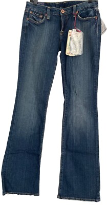 NWT Lucky Brand Size 6/28 Lola Boot Mid Rise Dark Wash Stretch Blue Denim Jeans