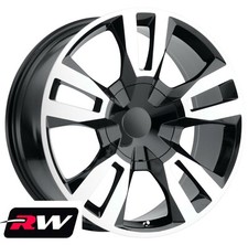 22 Inch 22 X9 Rw Tahoe Rst 2018 Wheels For Chevy Truck Black Machined Rims Set