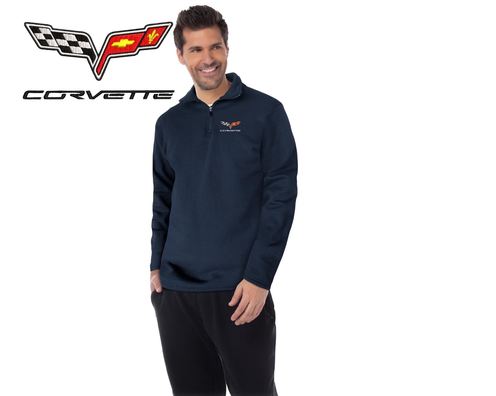 Sweatshirt Corvette C6 Embroidery Zipper Unisex-image