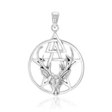 Pendentif En Argent Sterling 925 Avec Pentacle De Cerf Wiccan Pagan Bijoux Fins