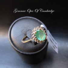 9k New 9ct Gold Emerald & White Sapphire Cluster Ring Size L 1.94g Hallmarked