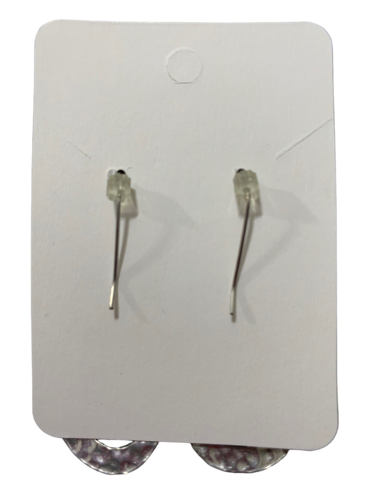 Silver Hammered Double Loop Dangle Drop Earrings - image 2