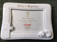 Gund Baby's Baptism Photo Picture Frame 24K Gold Accents 4 x 6" Frame NEW IN BOX
