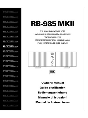 Rotel RB-985Mk2 Amplifier Owners Manual