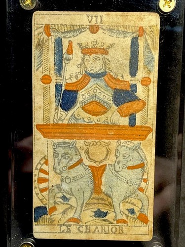 Historic The Chariot Marseille Woodblock Painted Authentic Antique Tarot Card - Picture 2 of 19