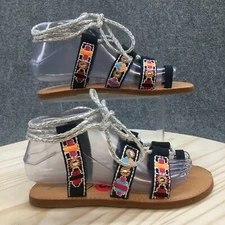 Cool by Coolway Sandals Womens 37 Gladiator Blue Hook & Loop Comfort Tie Flats