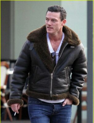 Mens RAF Aviator B3 Bomber Jacket - Brown Real Leather with Sheepskin Fur Jacket